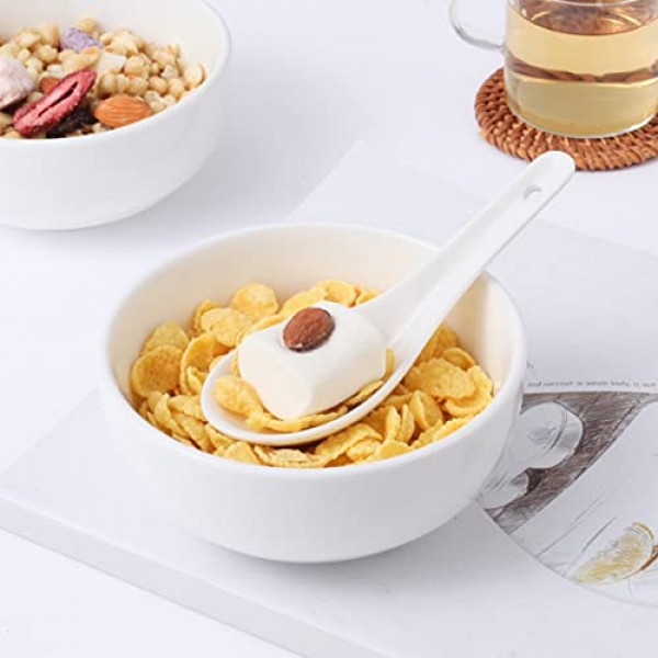 HAPPY KIT 아시아 수프 스푼 12개 세트, 코렐 포 미소 완탕 라면 만두 마카롱 식기세척기 및 오븐 안전에 적합한 세라믹 라면 스푼 세트