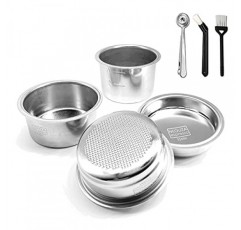 NEOUZA 51mm 스테인레스 스틸 필터 바구니 1/2/4 컵 에스프레소 밑면 포터필터, Delonghi,Yabano,Breville 51mm 커피 머신과 호환 가능. 선물: 블라인드 필터 및 스쿠프 클립