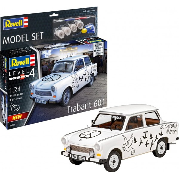 Revell 67713 1:24 모델 세트 Trabant 601S Builder's Choice 고급 사용자를 위한 충실한 자동차 모델 키트, 도색되지 않음