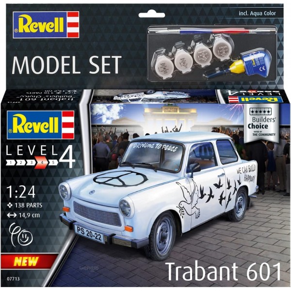Revell 67713 1:24 모델 세트 Trabant 601S Builder's Choice 고급 사용자를 위한 충실한 자동차 모델 키트, 도색되지 않음
