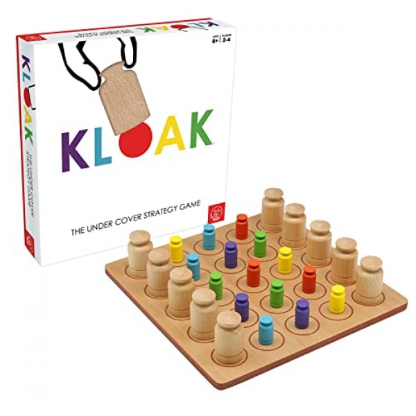 Kloak - 어린이 및 성인을 위한 나무 전략 보드 게임 - 8-9-10-11세 이상 - Kloak 및 Unkloak로 3연속 게임 - 프리미엄 나무 게임