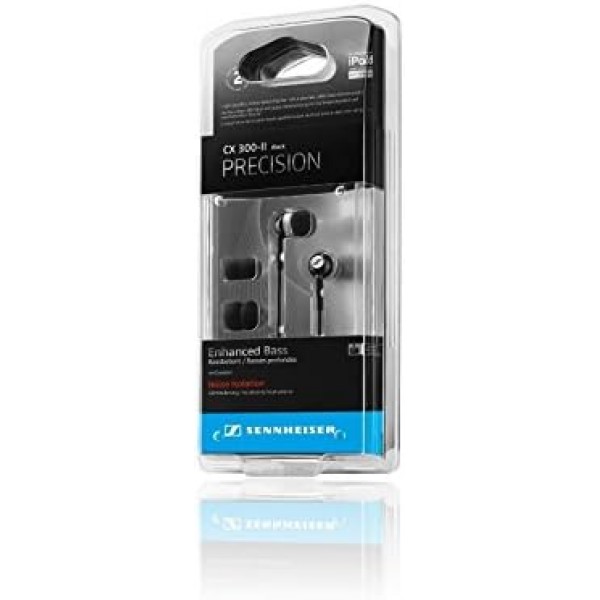 Sennheiser CX 300-II Precision 인이어 헤드폰(케이블 길이 1.2m, 잭 플러그 3.5mm, 휴대용 케이스, 이어 어댑터 세트 S/M/L) 블랙
