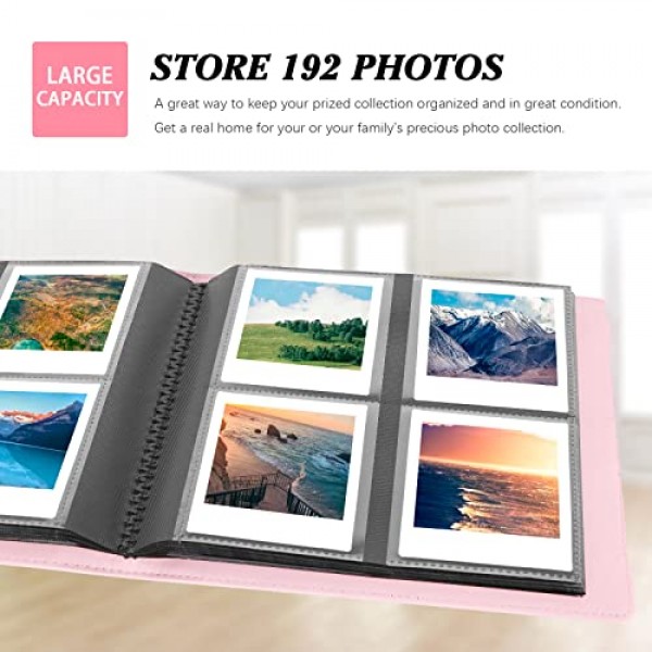 Fujifilm Instax Square SQ1/SQ6/SQ10/SQ20 카메라용 192 포켓 사진 앨범, Kodak Mini 3 Square,Mini Shot 3 Square, Mini Shot 3 Square 프린터, Instax Square Photo용 앨범, Kodak 3x3 사진(핑크)
