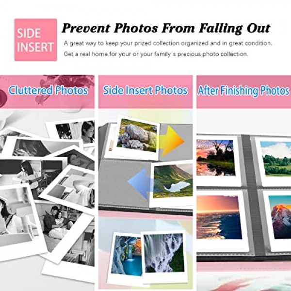 Fujifilm Instax Square SQ1/SQ6/SQ10/SQ20 카메라용 192 포켓 사진 앨범, Kodak Mini 3 Square,Mini Shot 3 Square, Mini Shot 3 Square 프린터, Instax Square Photo용 앨범, Kodak 3x3 사진(핑크)