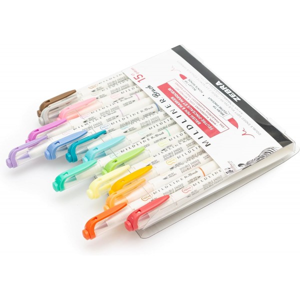 Zebra Pen Mildliner Double Ended Chisel Point 고급 팁 펜 및 마커 15pk - 모듬 색상 15팩 멀티 컬러