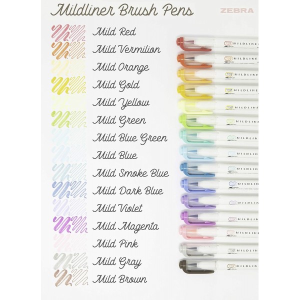Zebra Pen Mildliner Double Ended Chisel Point 고급 팁 펜 및 마커 15pk - 모듬 색상 15팩 멀티 컬러