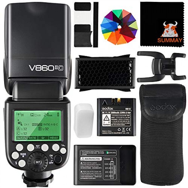 GODOX V860II-C 캐논 카메라용 카메라 플래시 스피드라이트 2.4G 무선 E-TTL 1/8000s 고속 동기화 GN60 스피드라이트 사진