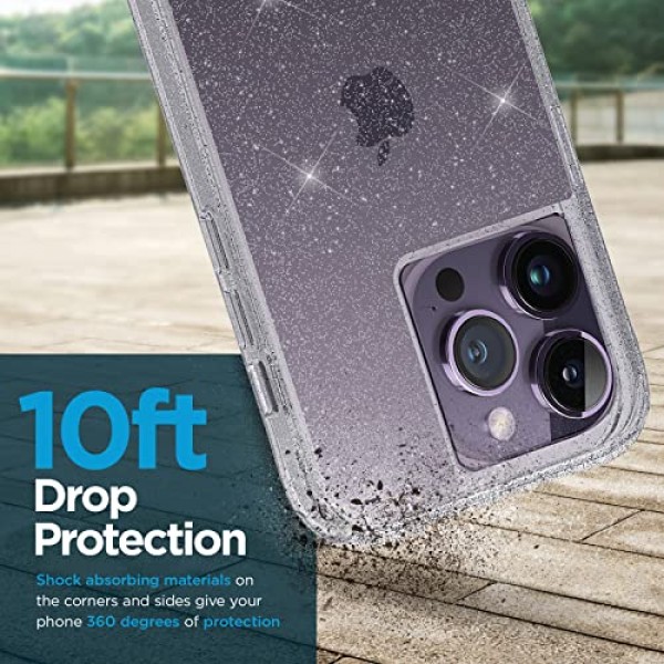 Case-Mate iPhone 14 Pro 케이스 - 시어 크리스털 [10FT 낙하 보호] [무선 충전 호환] iPhone 14 Pro 6.1용 귀여운 블링 스파클 럭셔리 커버, 긁힘 방지, 충격 흡수, 슬림 핏