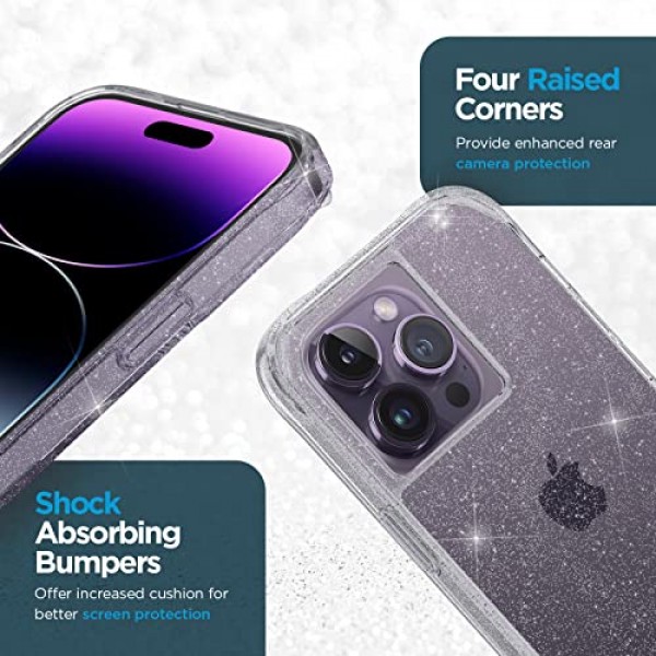 Case-Mate iPhone 14 Pro 케이스 - 시어 크리스털 [10FT 낙하 보호] [무선 충전 호환] iPhone 14 Pro 6.1용 귀여운 블링 스파클 럭셔리 커버, 긁힘 방지, 충격 흡수, 슬림 핏