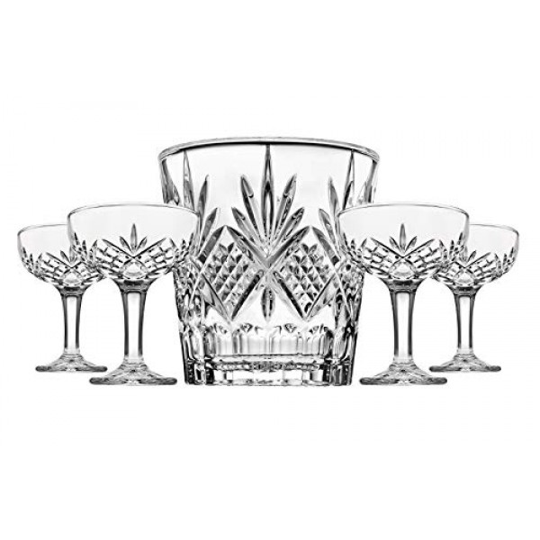 Godinger 샴페인 쿠페와 아이스 버킷 칵테일 잔 세트 - Dublin Barware Mixology Collection
