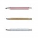 KOH-I-NOOR 5640 - 납 샤프너가 포함된 자동 금속 샤프 펜슬, 지뢰 강도 5.6mm - 3개 세트, 핑크, 골드, 실버