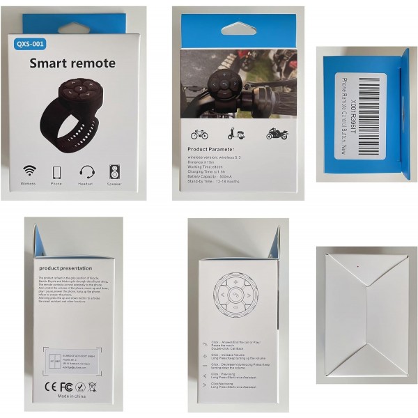 핸들바 자동차 자전거 오토바이 오토바이용 Spovii Bluetooth 멀티미디어 원격 제어 - 통화, 재생/일시 정지, 이전/다음 트랙, 볼륨, Siri, 카메라 기능 포함