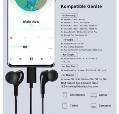 삼성 Galaxy S23 S22 Ultra S21 S20 FE A53 A33 A54용 마이크 인이어 헤드폰이 있는 USB C 헤드폰 Google Pixel 7 7a 6 Pro Pad Air 5/4/Mini 6 Huawei Black용 볼륨 컨트롤이 있는 5G USB C 헤드셋