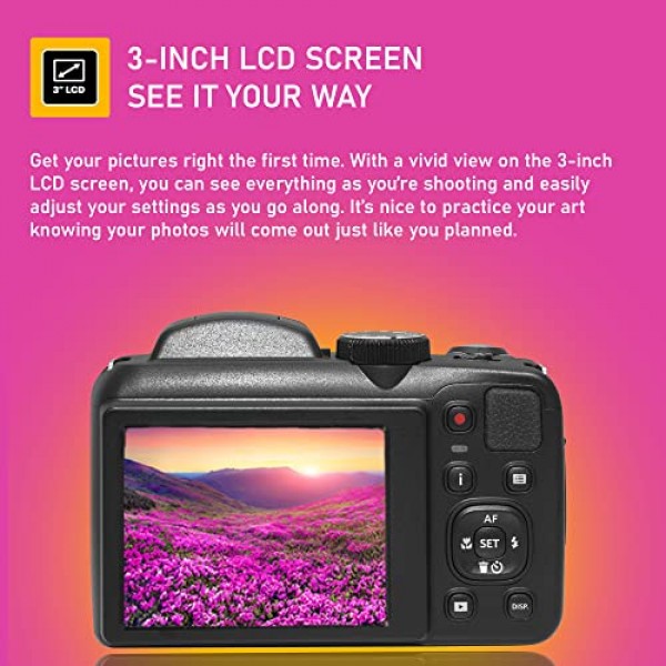 Kodak PIXPRO AZ255 디지털 카메라(빨간색), 간편 촬영 카메라 케이스, 32GB SD 메모리 카드, 충전식 배터리 및 충전기, USB 카드 리더기, 테이블 삼각대, 액세서리
