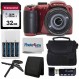 Kodak PIXPRO AZ255 디지털 카메라(빨간색), 간편 촬영 카메라 케이스, 32GB SD 메모리 카드, 충전식 배터리 및 충전기, USB 카드 리더기, 테이블 삼각대, 액세서리