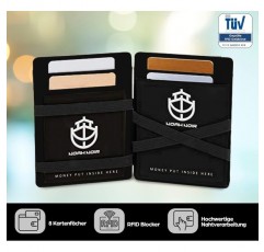 코인 포켓이 있는 Noah Noir Magic Wallet - TÜV 승인 RFID 보호(8개 카드 슬롯) Magic Wallet with Gift Box Carbon(카멜레온)