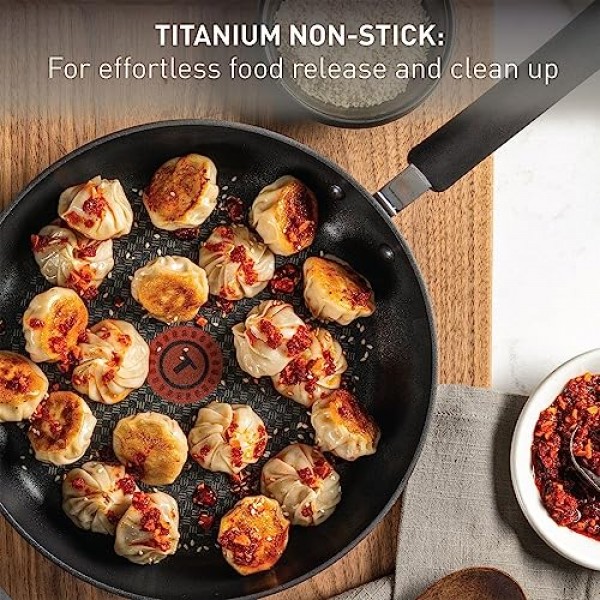 T-fal Ultimate 단단한 양극산화 처리된 붙지 않는 프라이팬 세트 10, 12인치 오븐 안전 400F 조리기구, 냄비 및 팬, 식기세척기 사용 가능 회색