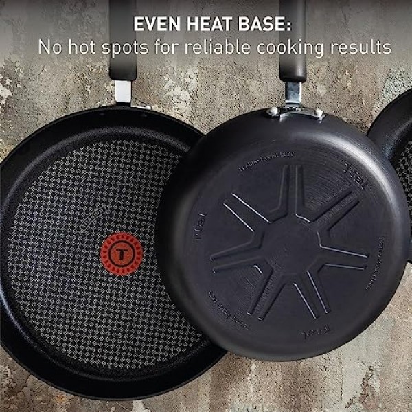 T-fal Ultimate 단단한 양극산화 처리된 붙지 않는 프라이팬 세트 10, 12인치 오븐 안전 400F 조리기구, 냄비 및 팬, 식기세척기 사용 가능 회색