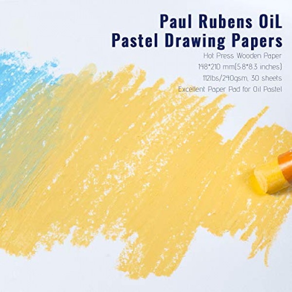 Paul Rubens 미술 용품 ​​도화지, 무산성 파스텔 종이 A5 크기(5.8 x 8.3인치) 30매, 오일 파스텔용 112lbs/240gsm, 하드 또는 소프트 파스텔, 기타 혼합 매체