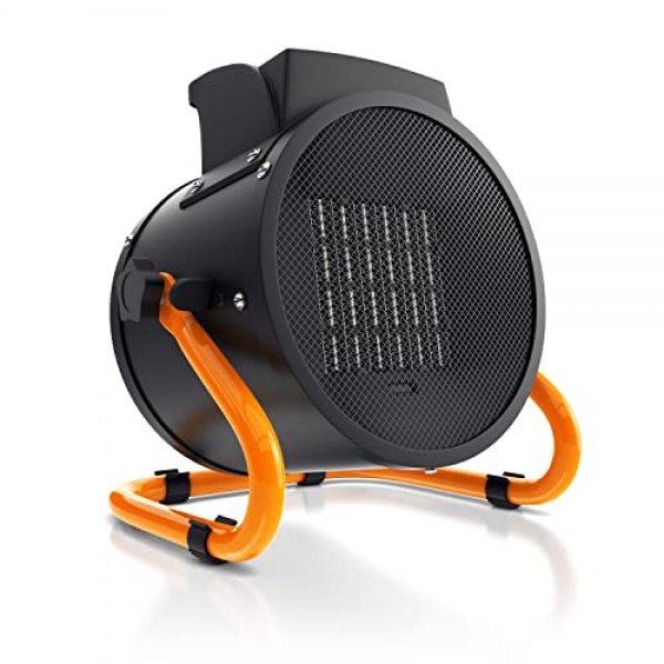 Brandson - 팬 히터 3000W - 세라믹 히터 - 과열 보호 기능이 있는 터보 전기 히터 - 매우 강력함 - 2개의 열 설정 - 건설 현장용 홈 워크샵 평면 차고 히터 - 오렌지