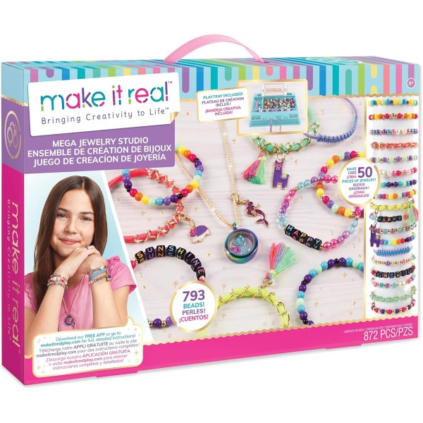 Make It Real 1515 2901515 메가, DIY 공예 세트, 보석 디자인, 목걸이 및 팔찌, 어린이를 위한 크리에이티브 키트, 멀티 컬러