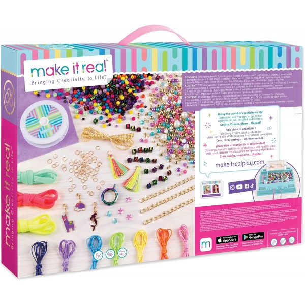 Make It Real 1515 2901515 메가, DIY 공예 세트, 보석 디자인, 목걸이 및 팔찌, 어린이를 위한 크리에이티브 키트, 멀티 컬러