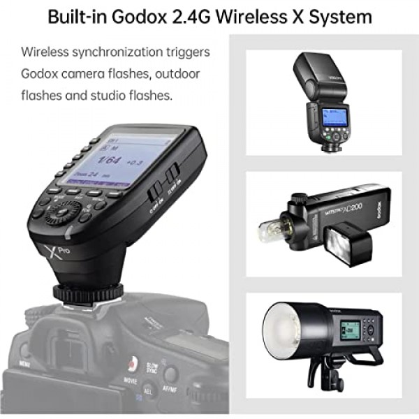 Sony TTL 2.4G 무선 1/8000s HSS용 Godox Xpro-S 플래시 트리거, 디자인 전용 그룹 버튼 5개 사용자 정의 가능한 기능 11개, 사진 조명용 Reomte 트리거