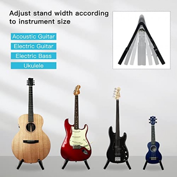 GUITTO 기타 스탠드 삼각대 조정 가능한 클래식 A 프레임 스탠드 어쿠스틱 및 베이스 일렉트릭 기타용 범용 접이식 바닥 여행용 스탠드 소형 싱글 홀더(GGS-01)