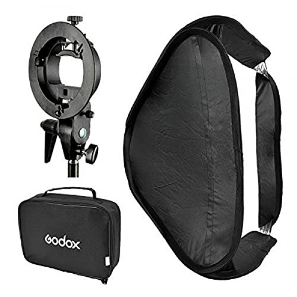 S 타입 브래킷이 포함된 GODOX 소프트박스 Bowens S 마운트 홀더 접이식 미니 크기 60x60cm 플래시 카메라 스튜디오 사진용 소프트 박스 키트