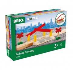 BRIO World 33388 - 철도 건널목 - 3세 이상 어린이를 위한 4피스 나무 장난감 기차 액세서리