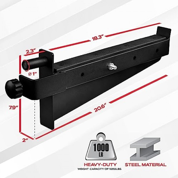 Yes4All 1,000 LBS 용량 - 프리미엄 안전 스쿼트 바 부착 장치 - 2x2인치 튜브용 바벨 스포터 암, 구멍 1인치 스쿼트 랙, 파워 케이지