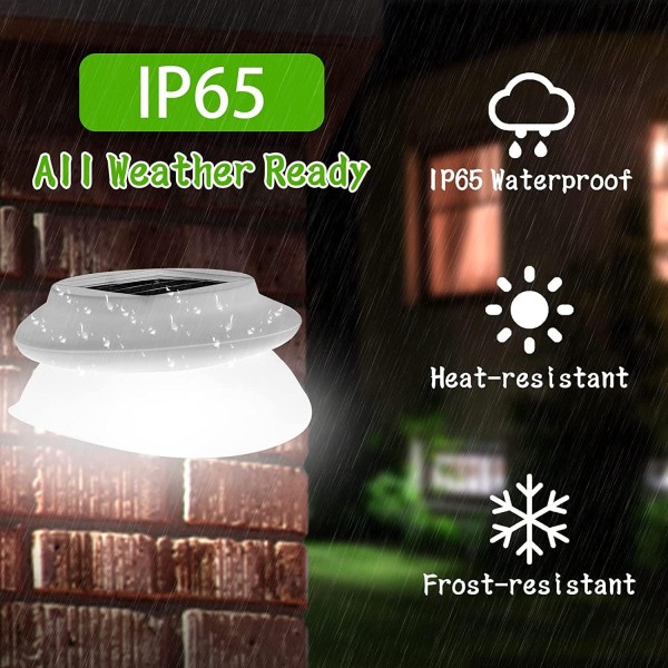 Solar Fence Gutter Lights, Garden Outdoor 9 LED 방수 Solar Powered Lights, Security Lamp for Outdoor Garden Fence Wall Lobby Pathway 아버지의 날 선물((화이트 4p))
