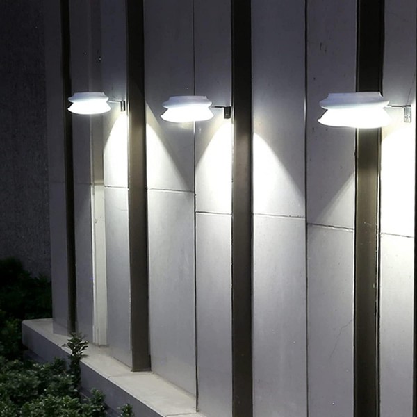 Solar Fence Gutter Lights, Garden Outdoor 9 LED 방수 Solar Powered Lights, Security Lamp for Outdoor Garden Fence Wall Lobby Pathway 아버지의 날 선물((화이트 4p))