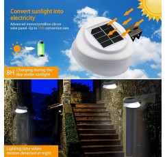 Solar Fence Gutter Lights, Garden Outdoor 9 LED 방수 Solar Powered Lights, Security Lamp for Outdoor Garden Fence Wall Lobby Pathway 아버지의 날 선물((화이트 4p))