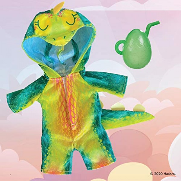 Baby Alive Dino Cuties 인형, 스테고사우루스, 인형 액세서리, 음료수, 젖병, 3세 이상 어린이용 스테고사우루스 공룡 장난감, 갈색 머리