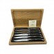 Laguiole en Aubrac 럭셔리 완전 단조 풀 탱 스테인레스 스틸 스테이크 나이프 6피스 세트, 안정화된 검은색 포플러 벌 손잡이, 스테인레스 스틸 광택 볼스터 포함