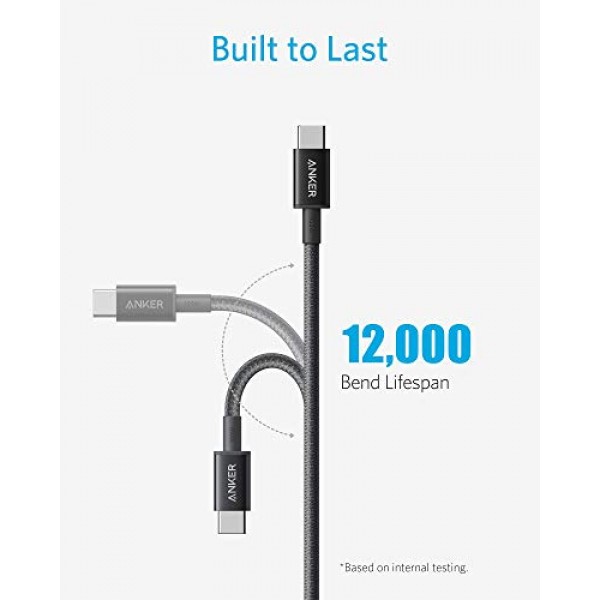 Anker USB C 케이블 100W 10피트, USB C - USB C 케이블 USB 2.0, 유형 C 충전 케이블 고속 충전, iPhone 15/15 pro, MacBook, iPad, Samsung Galaxy S23과 호환, 가정 및 일상 사용 가능