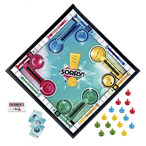 Hasbro Gaming 죄송합니다! 어린이 및 성인을 위한 가족 보드 게임, 2~4인용, 어린이 부활절 선물 또는 바구니 채우기, 6세 이상(Amazon 독점)