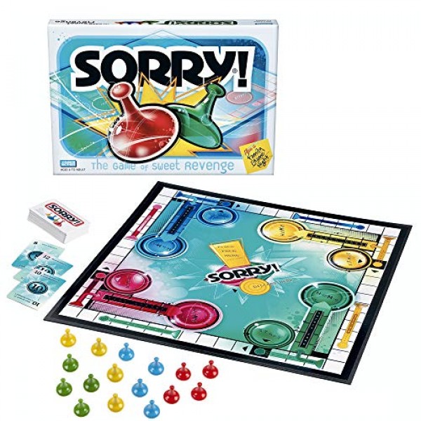 Hasbro Gaming 죄송합니다! 어린이 및 성인을 위한 가족 보드 게임, 2~4인용, 어린이 부활절 선물 또는 바구니 채우기, 6세 이상(Amazon 독점)