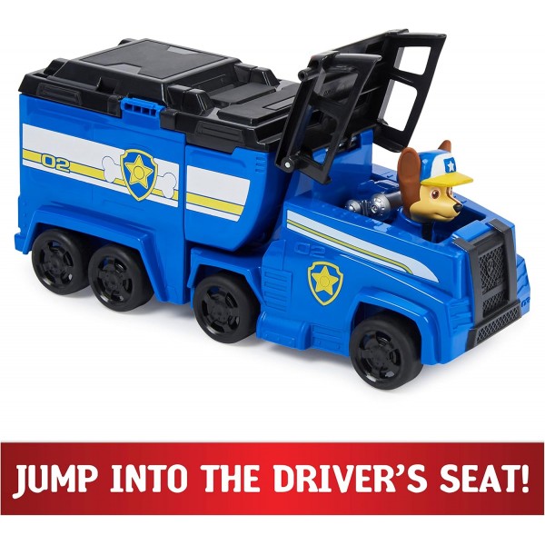 Paw Patrol Big Truck Pups, 수집용 피규어가 있는 운송 체이스, 3세 이상 어린이용 장난감(Spin Master 6065535)