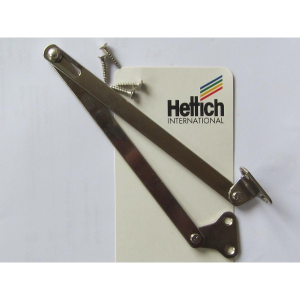 Hettich 플랩 스테이, 플랩 경첩, 순금속 니켈 도금, 250mm, 2개, 품목 번호 00394
