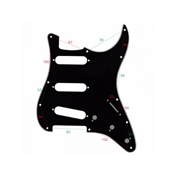 Metallor 일렉트릭 기타 픽가드 3 플라이 11 홀 SSS 싱글 코일 Strat 스타일 현대 기타 부품 교체와 호환 가능 (검은색)
