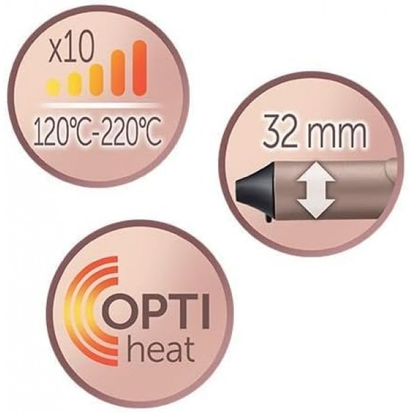 Remington 컬링 아이언 대형 컬 [32mm] PROluxe Digital(OPTIheat 기술, Grip-Tech 세라믹 코팅) -최대 210°의 LCD 디스플레이, 클램프 포함, 가는 모발부터 강한 모발까지 부드러운 웨