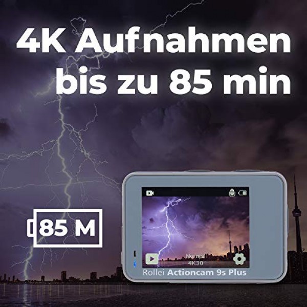 Rollei Actioncam - 4k 비디오 해상도를 지원하는 WiFi 액션 캠, 다양한 액세서리가 포함된 방수 액션 캠코더, 실버