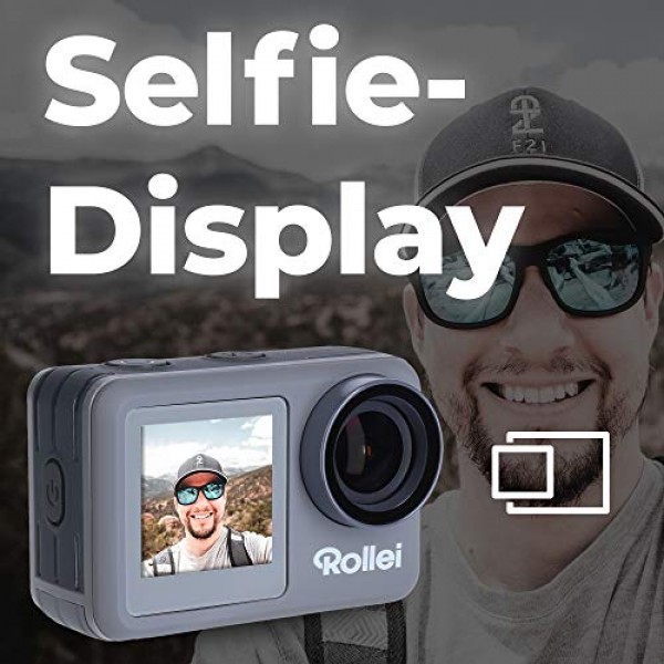 Rollei Actioncam - 4k 비디오 해상도를 지원하는 WiFi 액션 캠, 다양한 액세서리가 포함된 방수 액션 캠코더, 실버