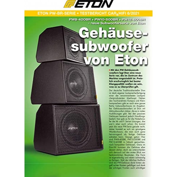 ETON PW 10-500 BR: 강력한 25cm/10인치 서브우퍼, 차량용 베이스 박스, 롱 스트로크 우퍼가 포함된 해머 도장 베이스 반사 하우징, 더블 보이스 코일, 2 x 2옴, 1000W