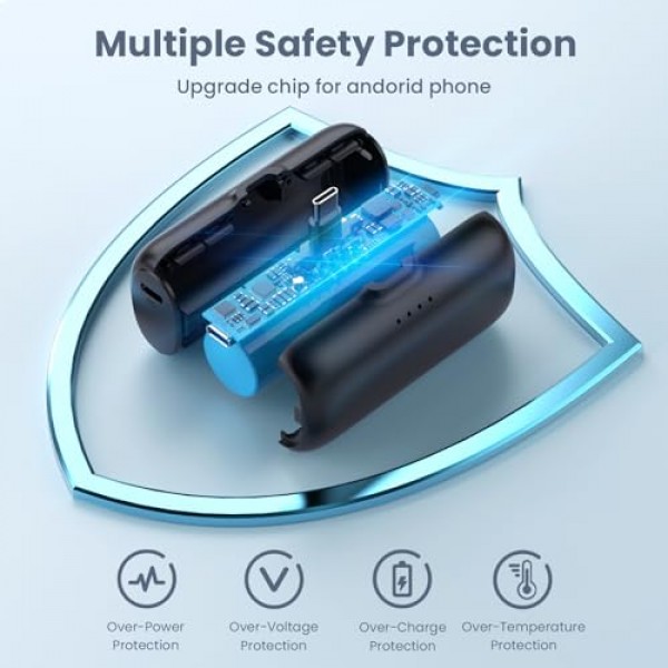 미니 휴대용 충전기 USB-C 전원 은행, 5200mAh 휴대용 전화 충전기, iPhone 15/15Plus/15Pro/15Pro Max와 호환되는 소형 플러그인 배터리 팩 Samsung S23/S22 Moto iPad Pro Android 전화 등