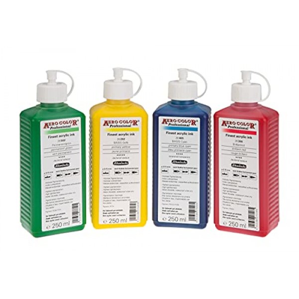 Schmincke - AERO COLOR Professional, 투명 흰색 250ml, 28100027, 고액체, 선명한 아크릴 색상, 에어브러시, 혼합 매체, 아크릴 잉크