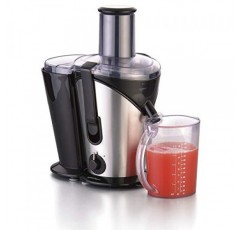 Hamilton Beach Juicer Machine, Centrifugal Extractor Big Mouth 전체 과일 및 야채를 위한 3인치 피드 슈트, 간편한 세척, 2단 속도, 800와트, BPA 무함유, 검정 및 은색(67750): 가정 및 주