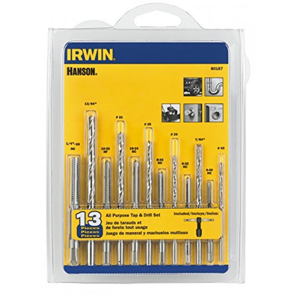 IRWIN Tools HANSON 80187 탭 포함 다목적 비트 13개 세트, 빨간색